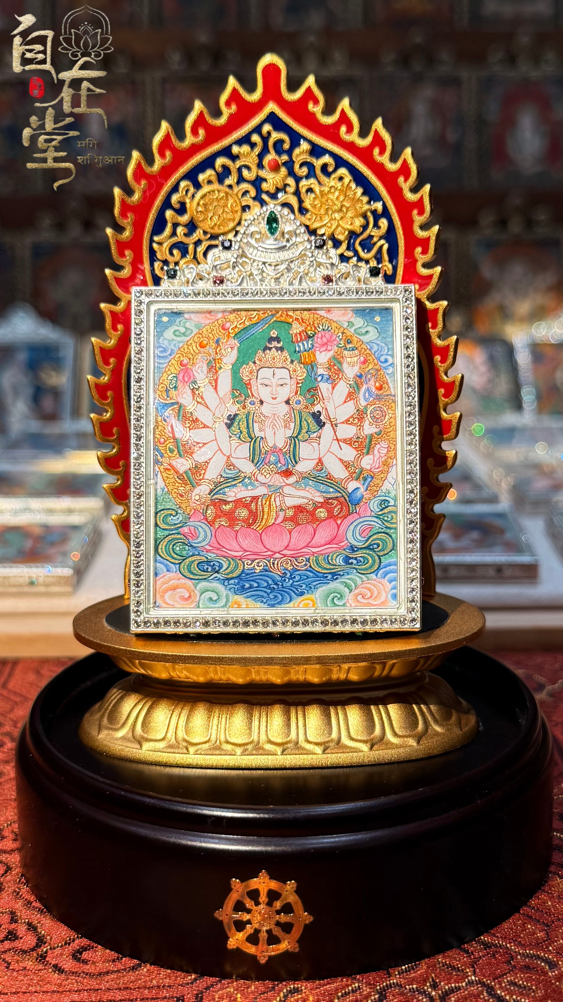 Cundī (The Mother of a Billion Buddhas) | Karma Gadri School | By Deji Zhuoga (4×5 cm Mini Thangka)