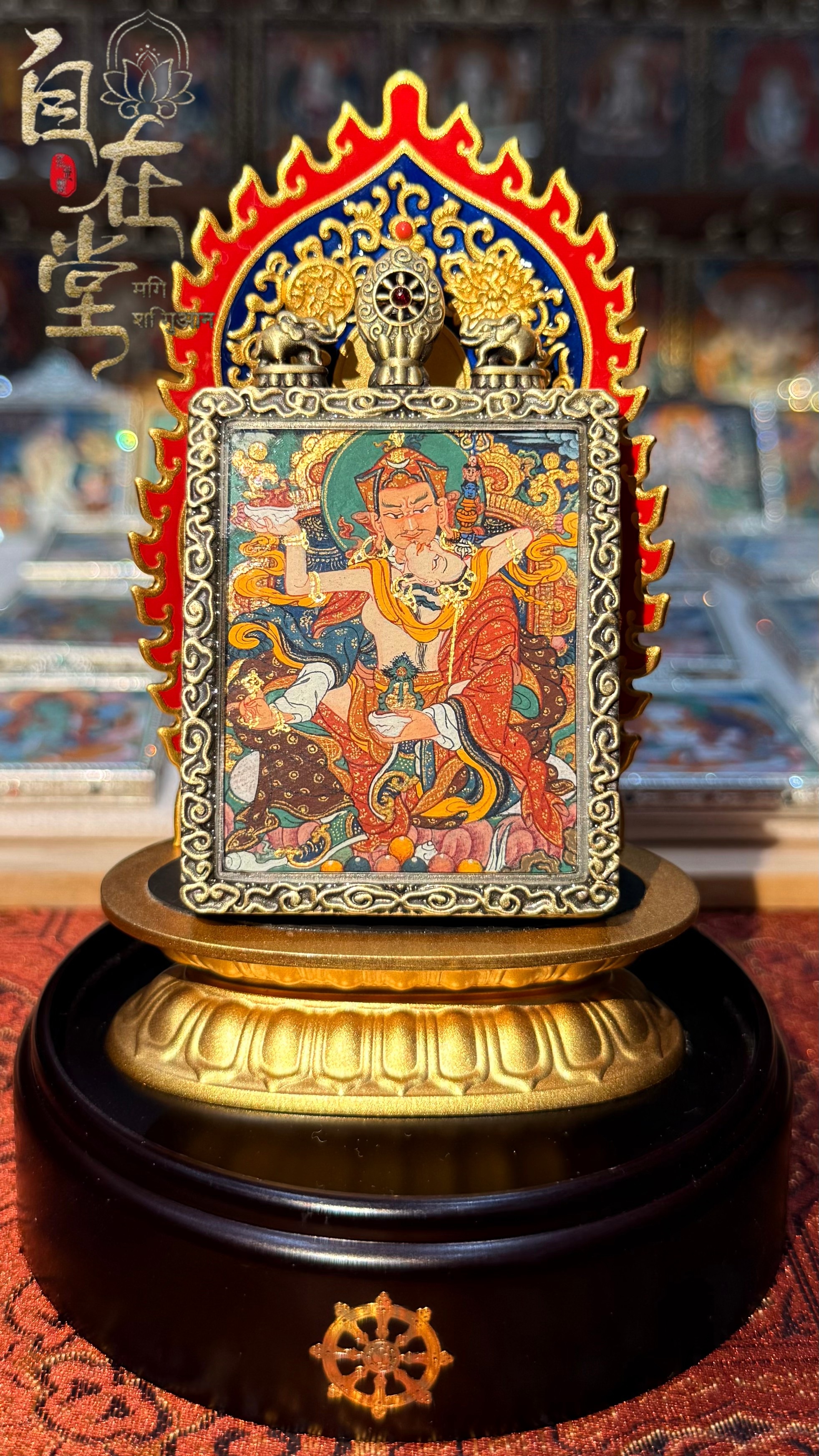 Padmasambhava in Union with Yeshe Tsogyal｜Puchong Tsering｜Qigang School｜4×5 cm